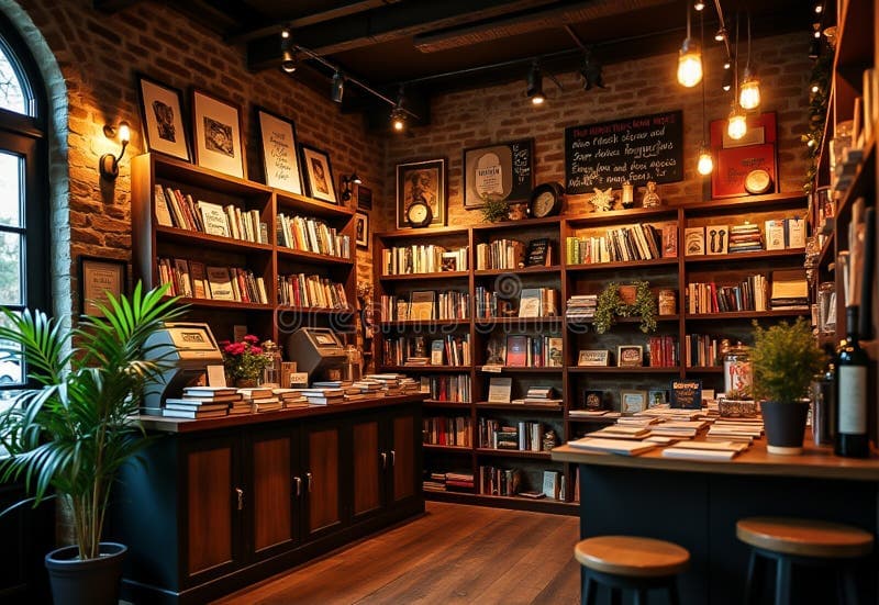 Bookstore interior with shelves of books